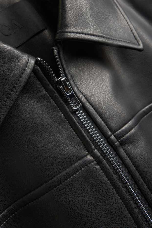 Dames - Bikerjack - imitatieleer - zwart