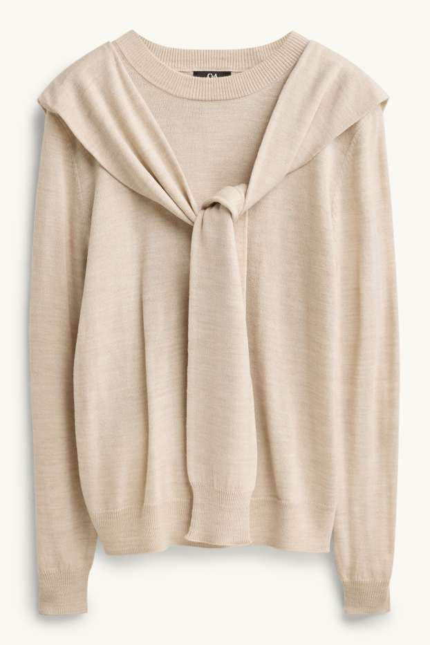 Damen - Pullover - 2-in-1-Look - beige