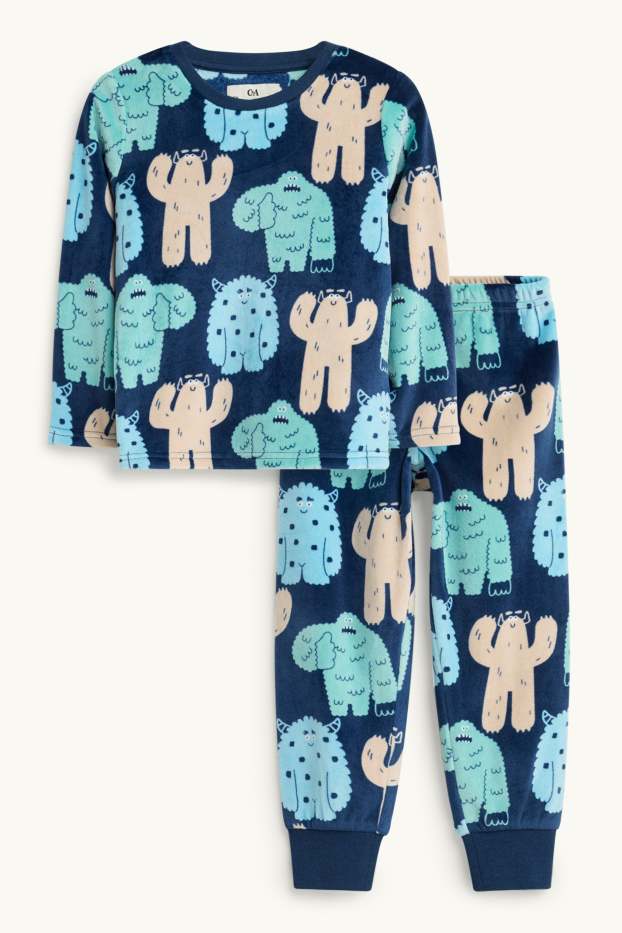 Children Boys - Monster - pyjamas - 2 piece - blue / beige