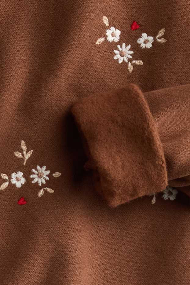 Baby: meisjes - Bloemetje - babysweatshirt - bruin