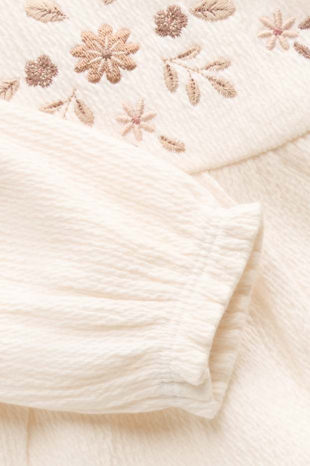 Baby Mädchen - Blümchen - Baby-Bluse - cremeweiss