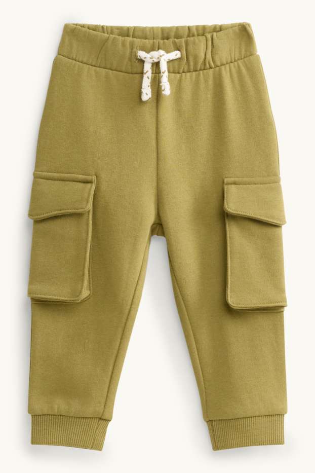 Miminka - chlapci - Cargo teplákové kalhoty pro miminka - khaki