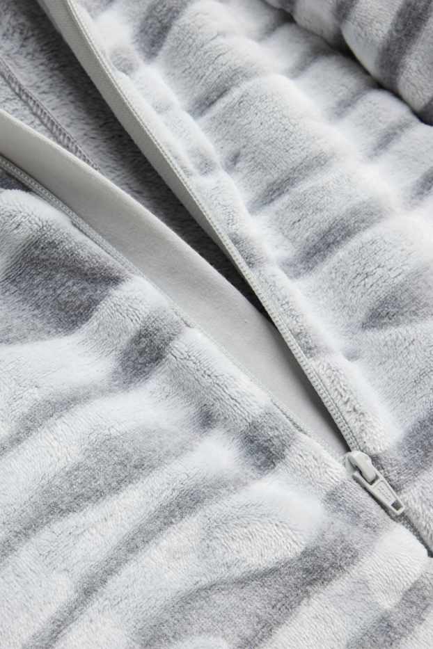 Children Girls - Fleece onesie with hood - white / gray