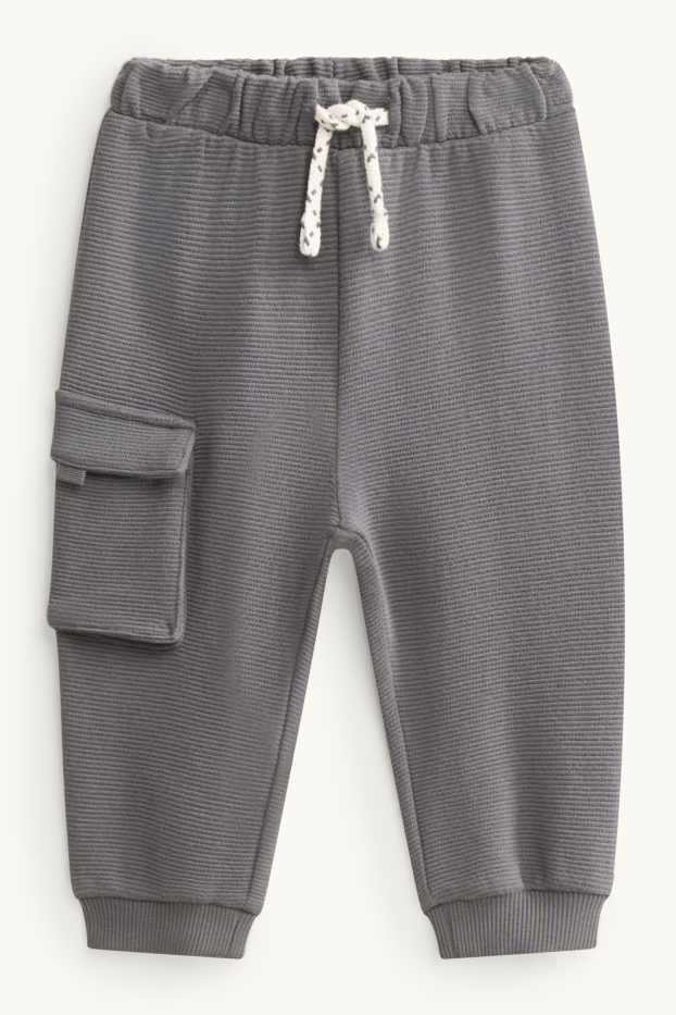 Baby Jungen - Baby-Cargo-Jogginghose - gestreift - grau