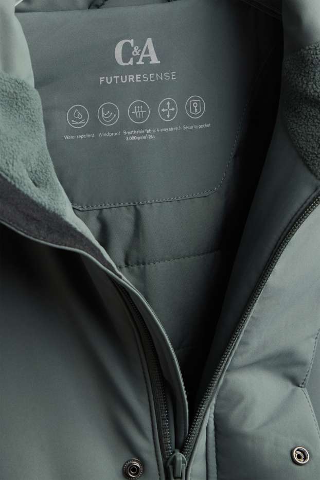 Herren - Softshelljacke mit Kapuze - gefüttert - wasserabweisend - grau