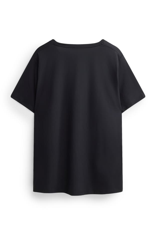 Damen - Multipack 2er - T-Shirt mit V-Ausschnitt - LYCRA ® - schwarz