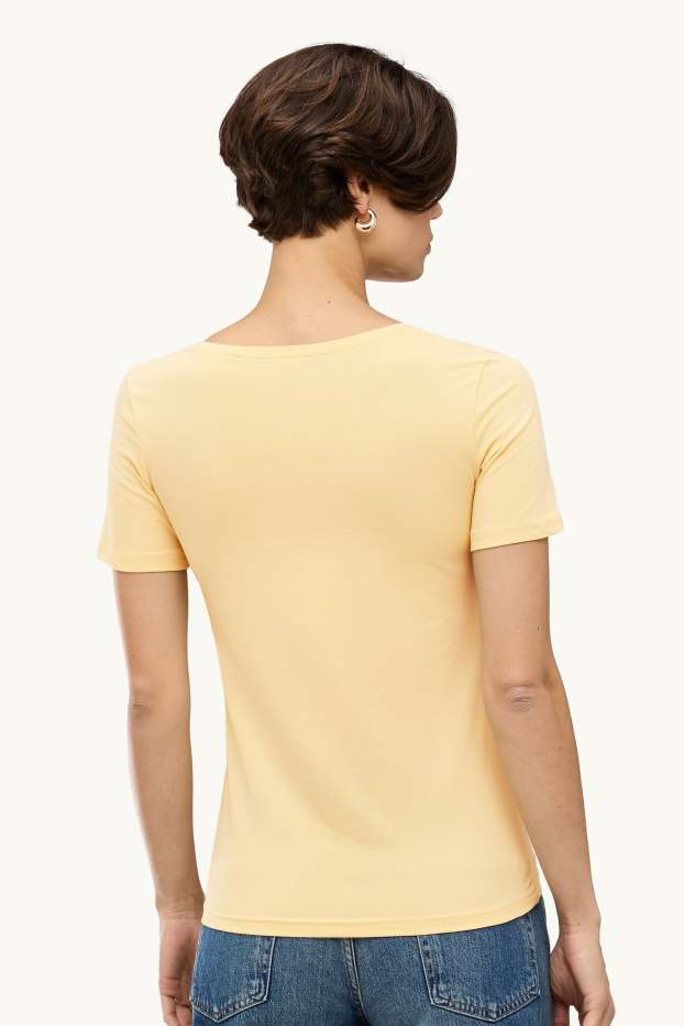 Dames - T-shirt - slim fit - geel