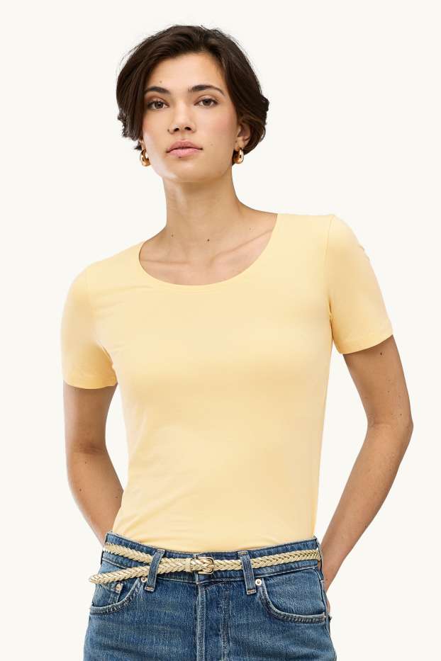 Dames - T-shirt - slim fit - geel