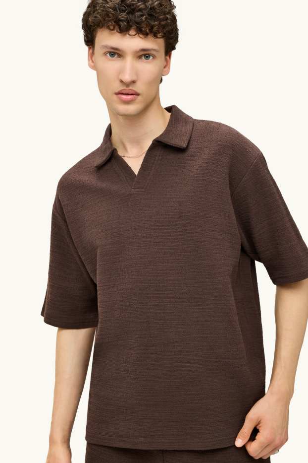 Uomo - Polo in maglia - relaxed fit - marrone scuro