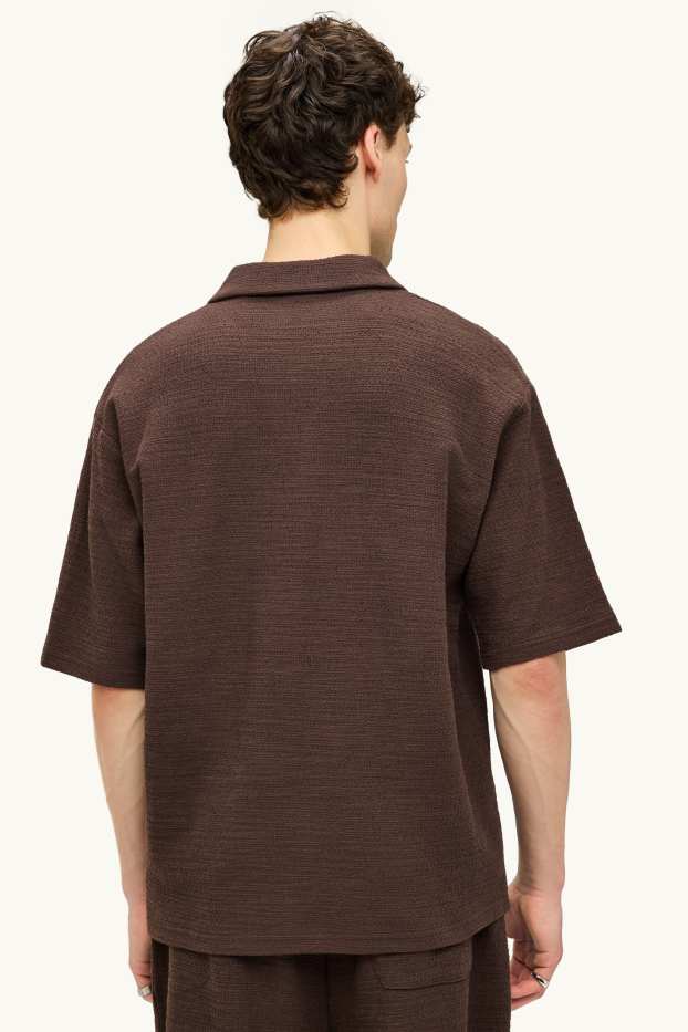 Uomo - Polo in maglia - relaxed fit - marrone scuro