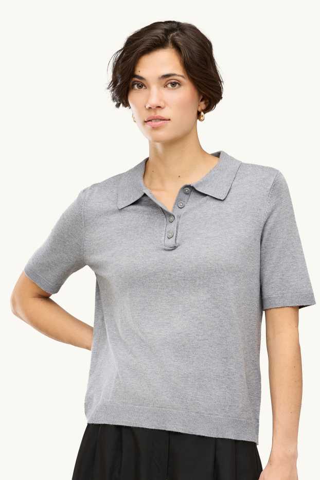 Dona - Polo de punt - regular fit - gris