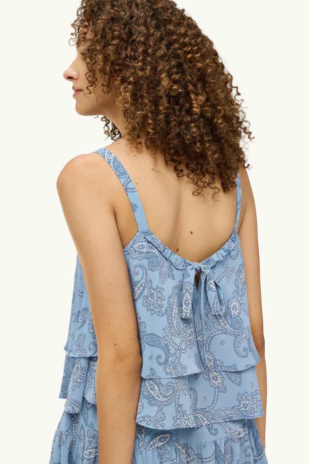Femmes - Caraco court - à motif - bleu