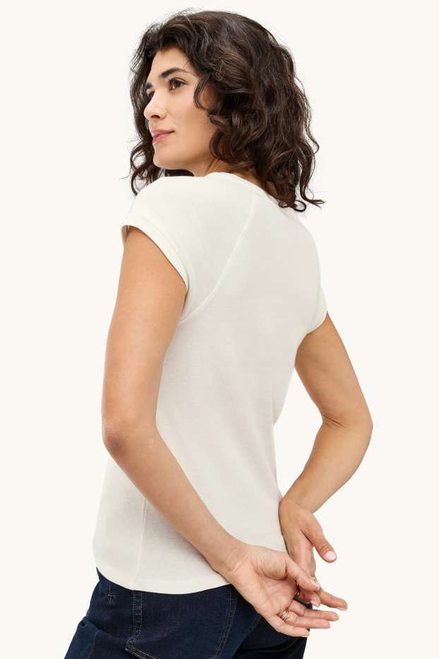 Damen - T-Shirt - Slim Fit - weiss