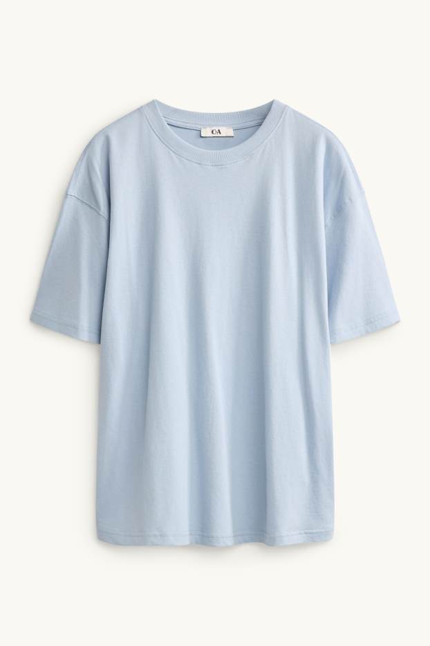 Women - T-shirt - oversized - light blue