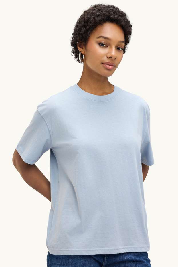 Women - T-shirt - oversized - light blue