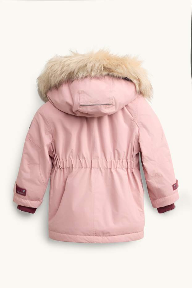 Children Girls - Rain jacket with hood - lined - waterproof - light rose