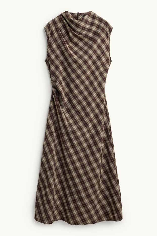 Damen - A-Linien Kleid - kariert - braun / cremeweiss