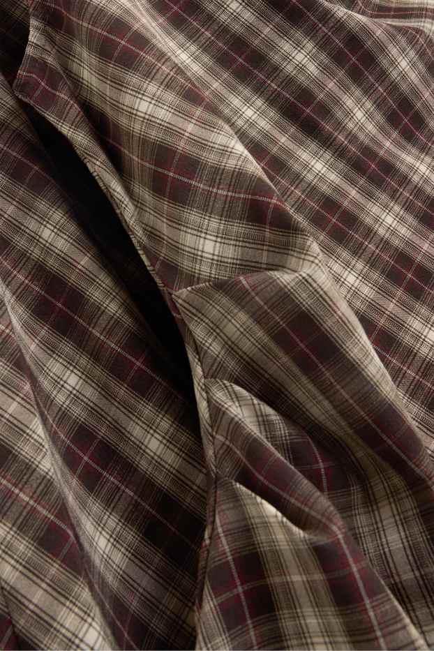 Damen - A-Linien Kleid - kariert - braun / cremeweiss