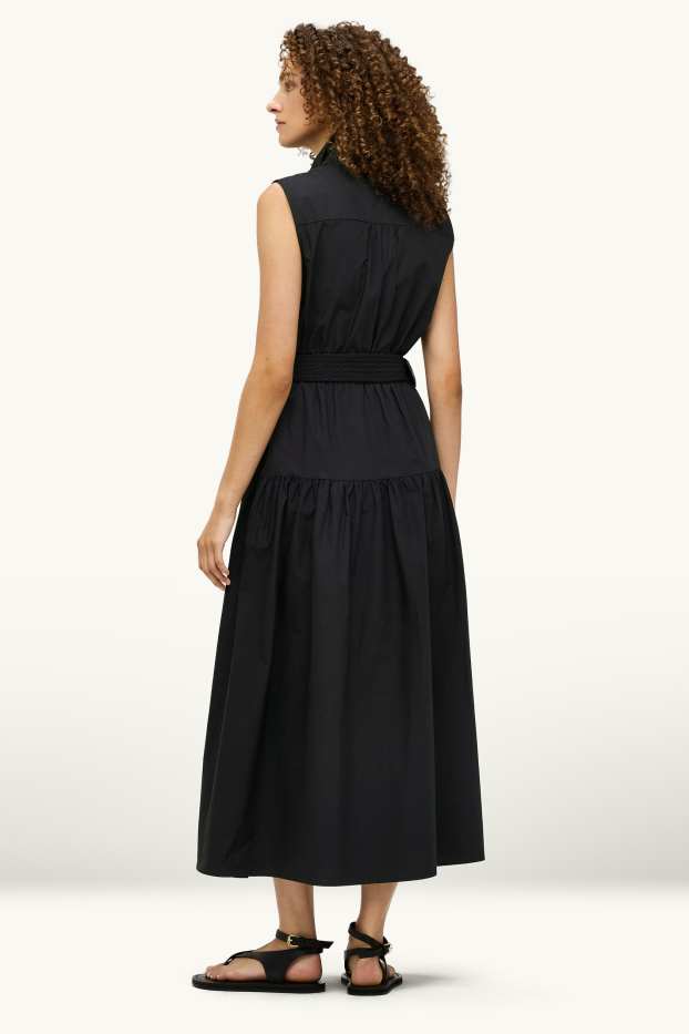 Damen - Blusenkleid mit Gürtel - Straight Fit - schwarz