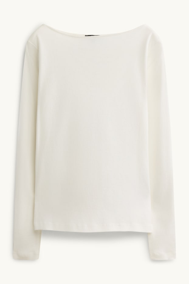 Femmes - Haut à manches longues - slim fit - blanc pur