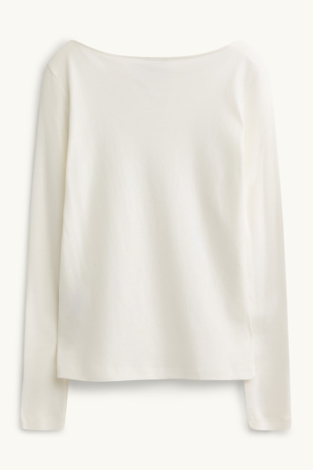 Femmes - Haut à manches longues - slim fit - blanc pur