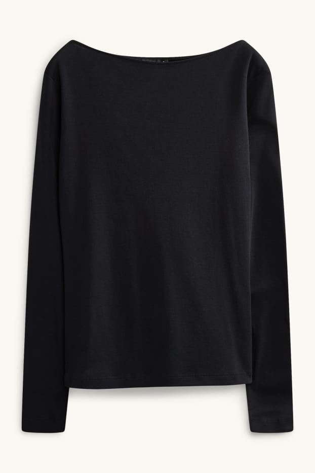 Femmes - Haut à manches longues - slim fit - noir