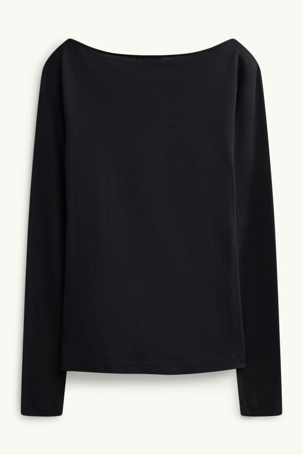 Femmes - Haut à manches longues - slim fit - noir