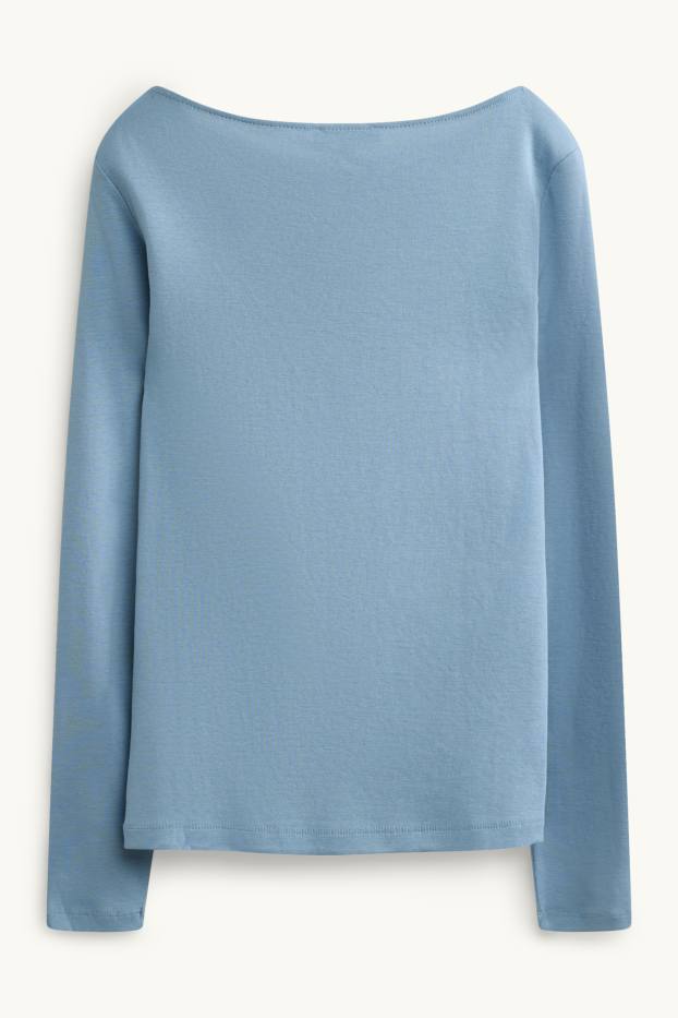 Femei - Tricou cu mânecă lungă - slim fit - albastru deschis
