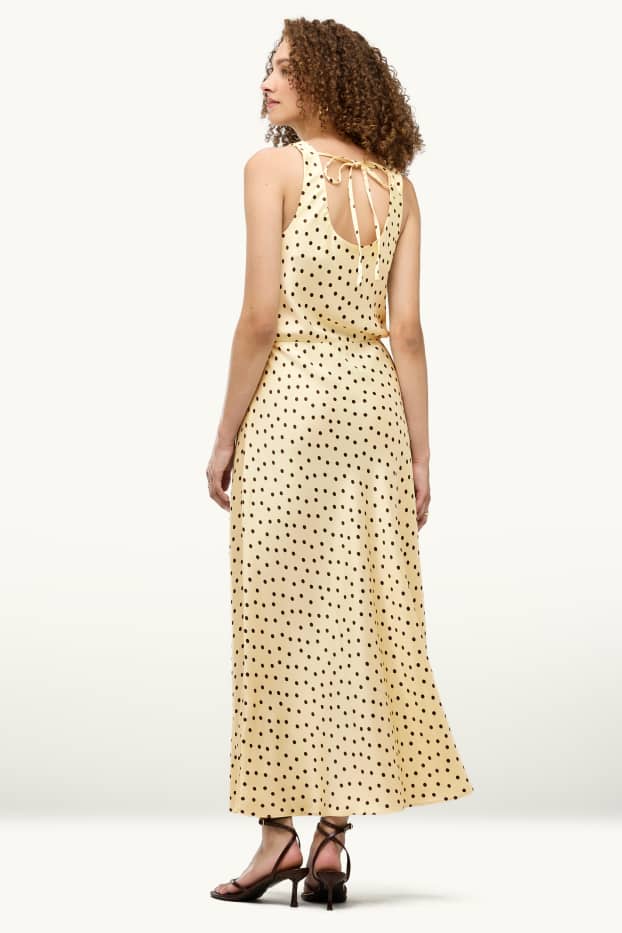Damen - Fit & Flare Kleid - gepunktet - gelb