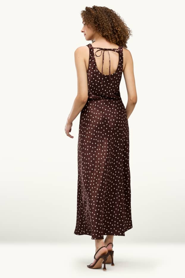 Donna - Vestito fit & flare - a pois - marrone