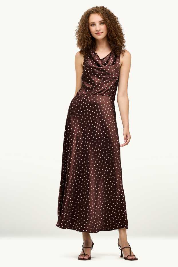 Donna - Vestito fit & flare - a pois - marrone