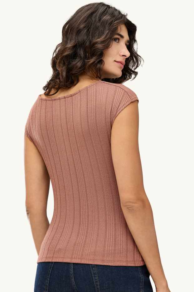 Femmes - Haut - à rayures - finition texturée - rose tendre