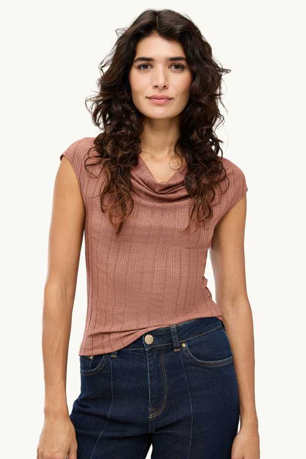 Femmes - Haut - à rayures - finition texturée - rose tendre