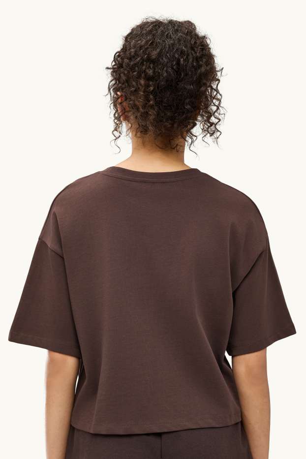 Dames - T-shirt - relaxed fit - bruin