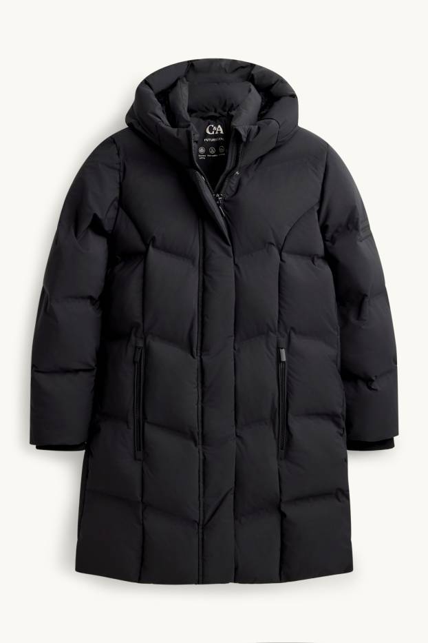 Kinder Mädchen - Funktions-Steppjacke mit Kapuze - gefüttert - schwarz