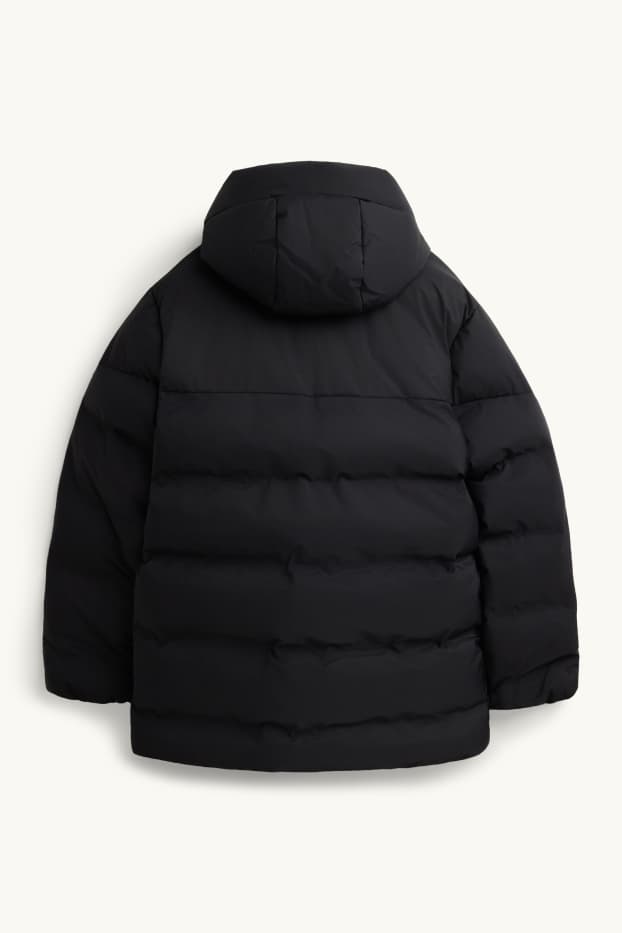 Kinder Buben - Funktions-Steppjacke mit Kapuze - gefüttert - schwarz