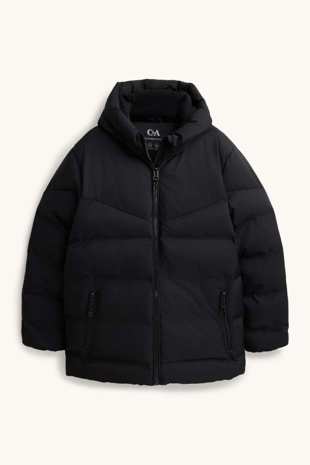 Kinder Buben - Funktions-Steppjacke mit Kapuze - gefüttert - schwarz