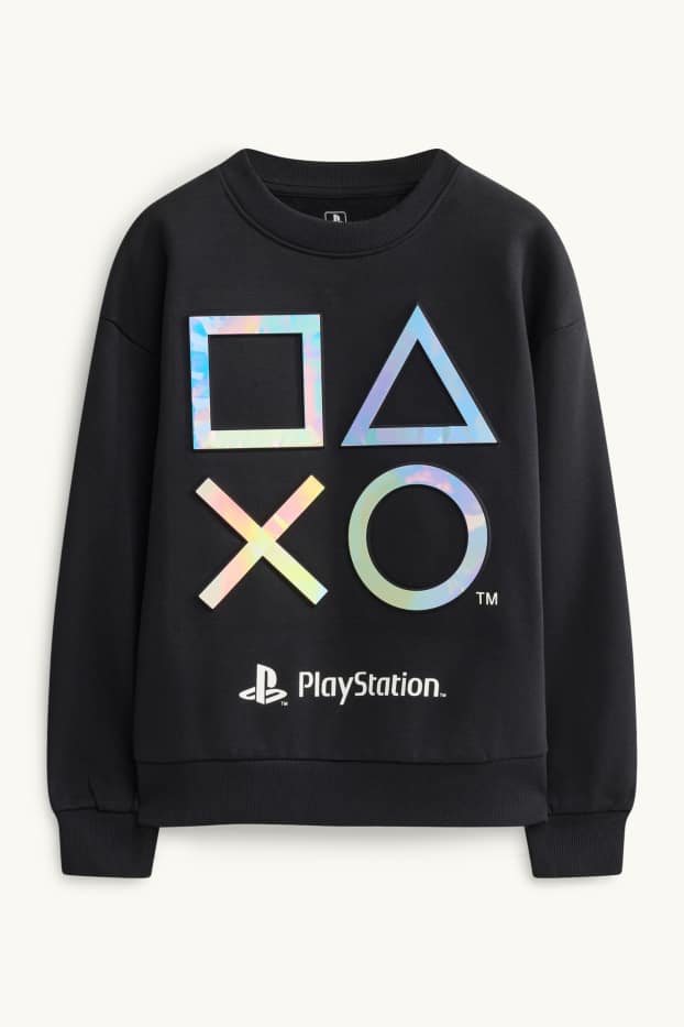 Copii - Băieți - Playstatioon - bluză de molton - aspect lucios - negru