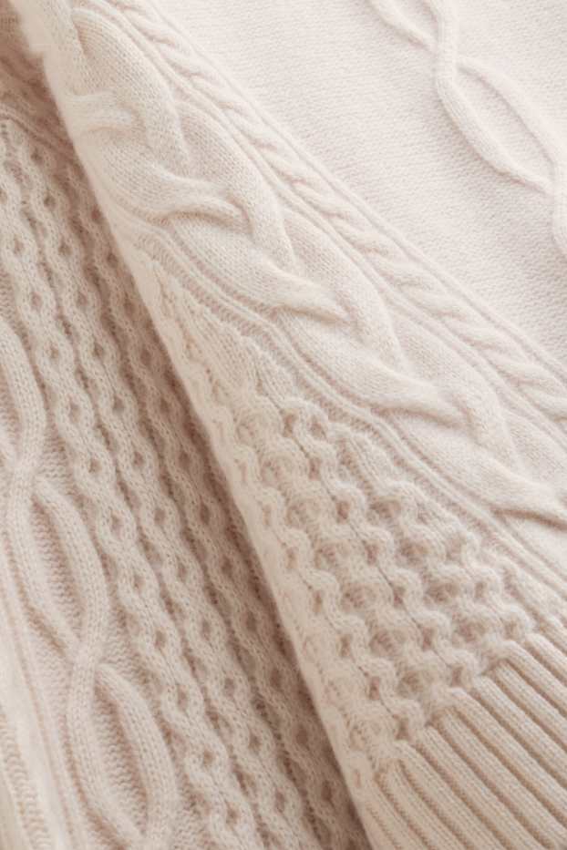 Femmes - Pull avec encolure V contenant du cachemire - laine mélangée - rose tendre