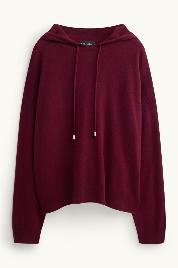 Dames - Hoodie van kasjmier - bordeaux