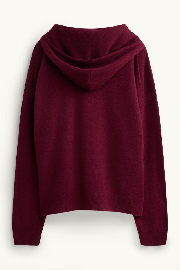 Dames - Hoodie van kasjmier - bordeaux