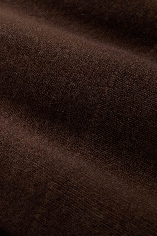 Femmes - Pull en cachemire avec encolure en V - marron foncé