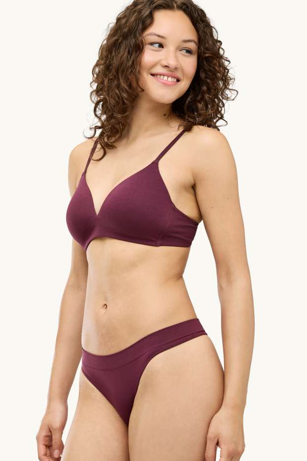 Femmes - Lot de 3 - strings - seamless - rouge foncé