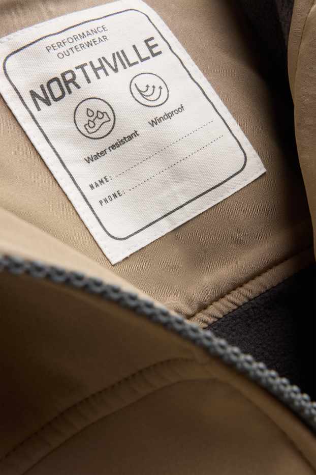 Children Boys - Rain jacket with hood - waterproof - light brown