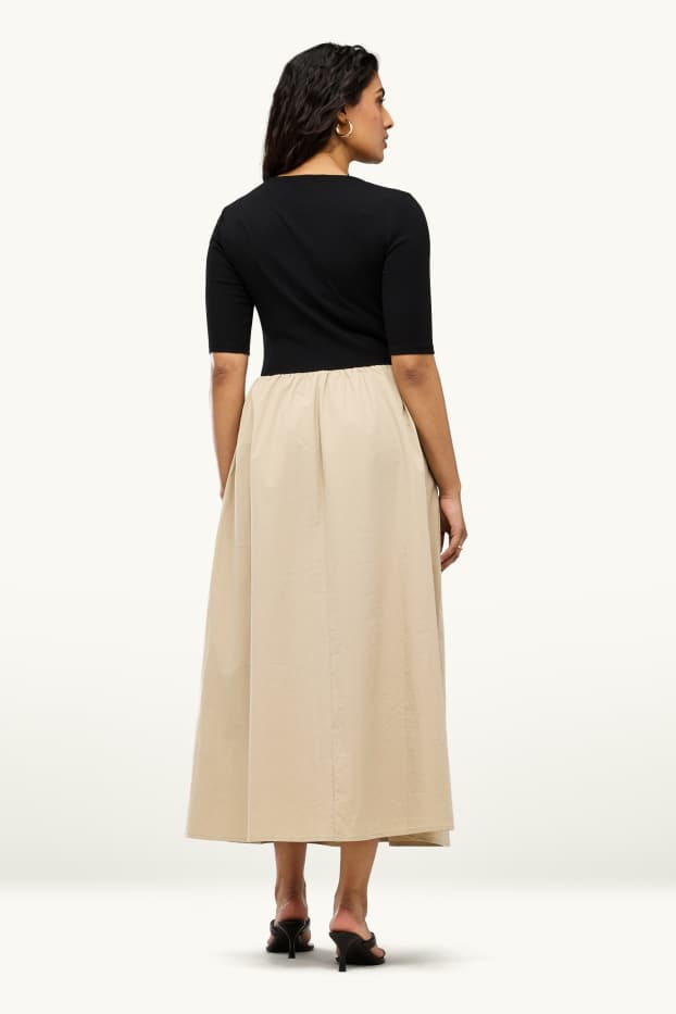 Damen - Fit & Flare Kleid - beige