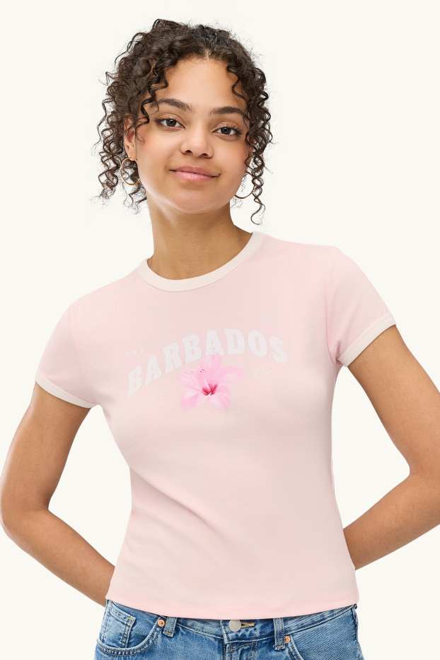 Damen - T-Shirt - Slim Fit - zartrosa