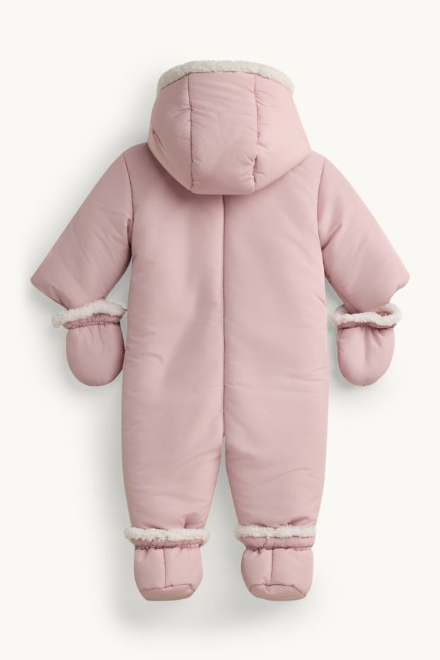 Bébés filles - Petites fleurs - combinaison de neige pour bébé avec capuche - doublée - rose clair