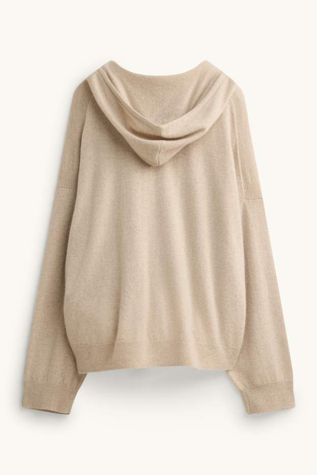 Dames - Hoodie van kasjmier - licht beige