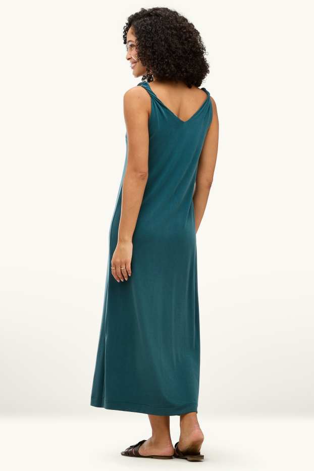 Femmes - Robe avec encolure en V - straight fit - turquoise foncé