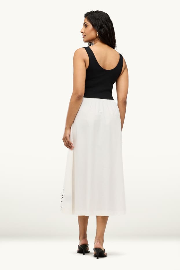 Dames - Fit & flare-jurk - wit / zwart